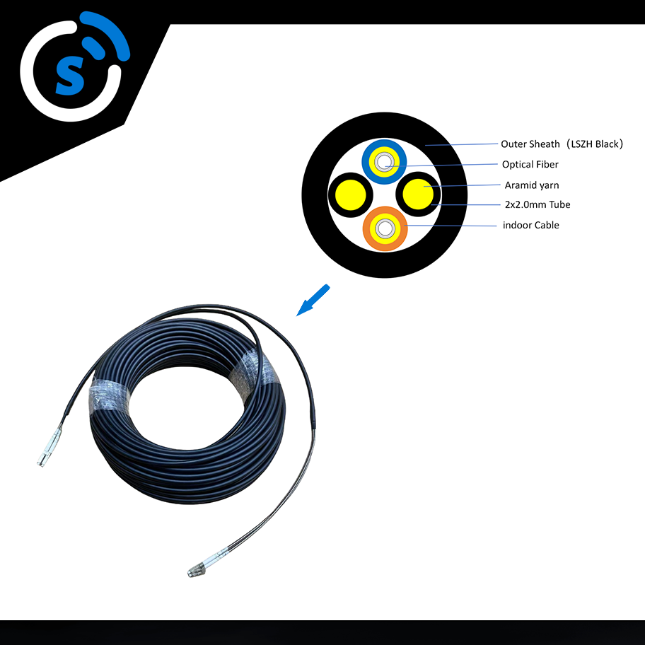 FTTA LC UPC to LC UPC Duplex OS2 7.0 mm Outdoor Fiber Patch Cord,Outdoor Protected Branch Cable