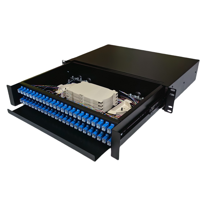 SODF2U48F-SC-UPC ODF Optical Distribution Frame 19 inch 2U Rack Mounted Drawer Type ODF 48 Cores Fiber Optic Patch Panel